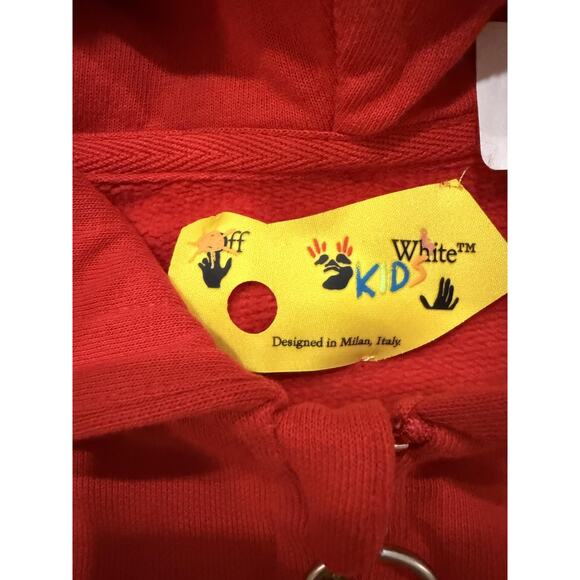 Off-White Hoodie Youth 6 Red Zip Up OFF Logo Diagonal Stripes Boys Girls NEW - Picture 2 of 10